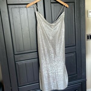 Divided Silver Metallic Cowl Neck Mini Dress